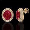 Image 2 : Genuine 9.20 CTW Ruby & Micro Pave Diamond Certified Earrings 18K Gold - 20233-REF#129H5R