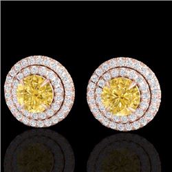 Natural 2.0 CTW Citrine & Micro Pave Diamond Stud Earrings Double Halo 14K Gold - 21466-REF#73Y2V