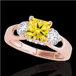 Genuine 1.60 CTW Certified Princess Cut Fancy Intense Diamond 3 Stone Ring Gold - 35429-REF#187A7N