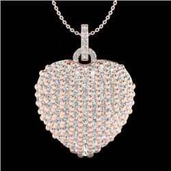 Genuine 3.0 CTW Micro Pave Diamond Certified Designer Heart Necklace 14K Gold - 20465-REF#130A4N