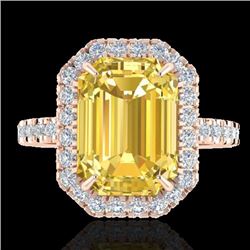Natural 4.50 CTW Citrine And Micro Pave Diamond Certified Halo Ring 14K Gold - 21422-REF#49Y2V