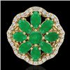 Image 2 : Natural 4.0 CTW Emerald & Diamond Certified Cluster Designer Halo Ring Gold - 20780-REF#45R5Z