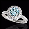 Image 1 : Genuine 2.05 CTW Certified Fancy Blue Genuine Diamond Solitaire Halo Ring Gold - 33914-REF#143M7H