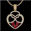 Image 2 : Natural 3.0 CTW Ruby & Micro Pave Designer Inspired Heart Necklace 14K Gold - 22542-REF#94H5R