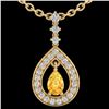Image 2 : Genuine 1.15 CTW Citrine & Micro Pave Diamond Necklace Designer 14K Gold - 23165-REF#53X5A