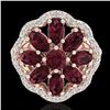 Image 2 : Genuine 3.0 CTW Garnet & Diamond Certified Cluster Designer Halo Ring Gold - 20781-REF#44T2X