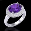 Image 1 : Natural 4.0 CTW Amethyst & Micro Pave Diamond Certified Ring 18K Gold - 20902-REF#69T4X