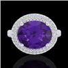Image 2 : Natural 4.0 CTW Amethyst & Micro Pave Diamond Certified Ring 18K Gold - 20902-REF#69T4X