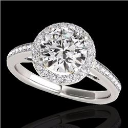 Genuine 1.30 CTW Certified G-I Genuine Diamond Solitaire Halo Ring Two Tone Gold - 34338-REF#109H5R
