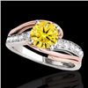 Image 1 : Genuine 1.25 CTW Certified Fancy Intense Diamond Bypass Solitaire Ring 2 Tone Gold - 35124-REF#112G2