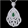 Image 2 : Genuine 2.0 CTW Emerald & Micro Pave Diamond Designer Necklace In 18K Gold - 21261-REF#123X5A