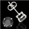 Image 2 : Genuine 4.0 CTW Black Diamond Designer Inspired Solitaire Stud Earrings 18K Gold - 21815-REF#72A8N