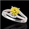 Image 1 : Genuine 1.65 CTW Certified Fancy Intense Genuine Diamond Solitaire Ring 2 Tone Gold - 35304-REF#141M
