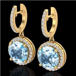 Natural 5.50 CTW Sky Blue Topaz & Micro Pave Diamond Designer Halo 18K Gold - 23188-REF#64G5W