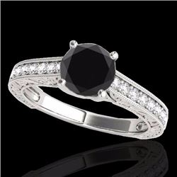 Genuine 1.82 CTW Certified Black Genuine Diamond Solitaire Bridal Ring Gold - 34955-REF#60W8K
