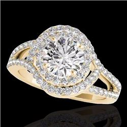 Genuine 2.15 CTW Certified G-I Genuine Diamond Bridal Solitaire Halo Ring Gold - 34398-REF#232Y4V