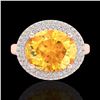Image 2 : Natural 4.0 CTW Citrine & Micro Pave Diamond Certified Ring 14K Gold - 20910-REF#62X4A