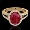Image 1 : Natural 3.0 CTW Ruby & Micro Pave Diamond Halo Solitaire Bridal Ring 18K Gold - 20948-REF#55Y8V