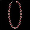 Image 2 : Genuine 56 CTW Ruby & Micro Pave Diamond Certified Eternity Necklace 14K Gold - 23049-REF#587Y3V
