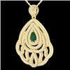 Image 2 : Natural 2.0 CTW Emerald & Micro Pave Diamond Designer Necklace In 18K Gold - 21262-REF#123V5F