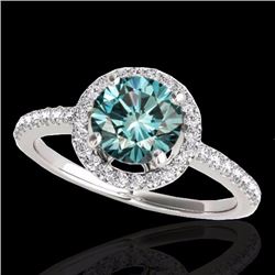 Genuine 1.40 CTW Certified Fancy Blue Genuine Diamond Solitaire Halo Ring Gold - 34101-REF#110F2M