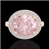 Image 2 : Natural 4.50 CTW Morganite & Micro Pave Diamond Certified Ring 14K Gold - 20918-REF#114A6N