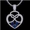 Image 2 : Genuine 3.0 CTW Sapphire & Micro Pave Designer Inspired Heart Necklace 14K Gold - 22543-REF#94X5A