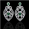 Image 1 : Natural 7.0 CTW Emerald & Micro Pave Diamond Heart Earrings Designer Solitaire 14K Gold - 21136-REF#