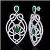 Image 2 : Natural 7.0 CTW Emerald & Micro Pave Diamond Heart Earrings Designer Solitaire 14K Gold - 21136-REF#