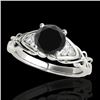 Image 1 : Genuine 1.10 CTW Certified Black Genuine Diamond Solitaire Ring Two Tone Gold - 35203-REF#48N7G