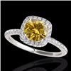 Image 1 : Genuine 1.25 CTW Certified Fancy Intense Genuine Diamond Solitaire Halo Ring Gold - 33332-REF#100W5K