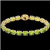 Image 2 : Natural 32 CTW Peridot & Diamond Tennis Micro Pave Halo Bracelet 14K Gold - 23434-REF#127V3F