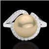 Image 1 : Natural 0.27 CTW Diamond Certified & Golden Pearl Designer Ring 18K Gold - 22618-REF#42V3F