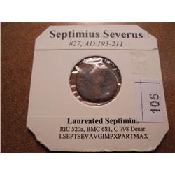 193-211 A.D. SEPTIMIUS SEVERUS ANCIENT COIN