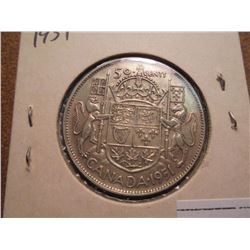 1951 CANADA SILVER 50 CENTS