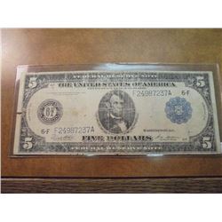 1914 LARGE SIZE $5 FRN BLUE SEAL