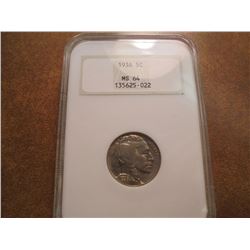 1936 BUFFALO NICKEL NGC MS64