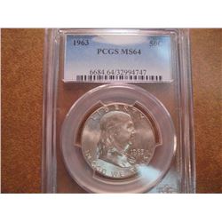 1963 FRANKLIN HALF DOLLAR PCGS MS64