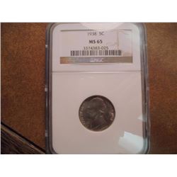 1938 JEFFERSON NICKEL NGC MS65