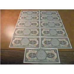 11-1965 CRISP UNC MEXICO PESOS CONSECUTIVE SERIALS