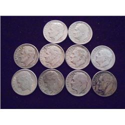 10 ASSORTED SILVER ROOSEVELT DIMES