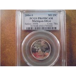 2004-S SILVER MICHIGAN QUARTER PCGS PR69 DCAM