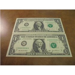 2-2003-A $1 FRN'S LOW CONSECUTIVE SERIAL 'S UNC