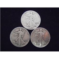 1942 P/D/S SET OF WALKING LIBERTY HALF DOLLARS
