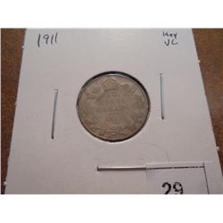 1911 CANADA SILVER 10 CENTS VERY GOOD