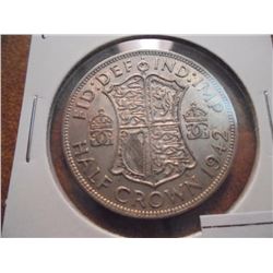 1942 GREAT BRITAIN SILVER HALF CROWN