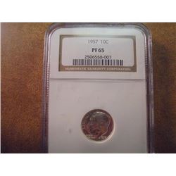 1957 SILVER ROOSEVELT DIME NGC PF65