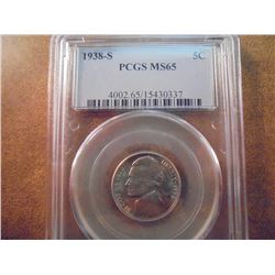 1938-S  JEFFERSON NICKEL PCGS MS65
