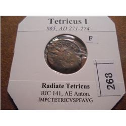 271-274 A.D. TETRICUS I ANCIENT COIN (FINE)