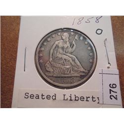1858-O SEATED LIBERTY HALF DOLLAR EXTRA FINE